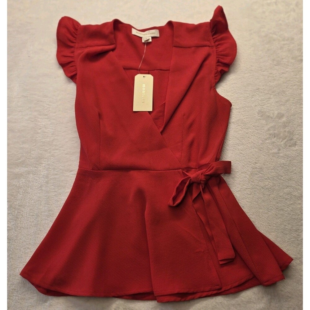 Monteau Los Angeles Women's Red Sleeveless Blouse Size Small NWT